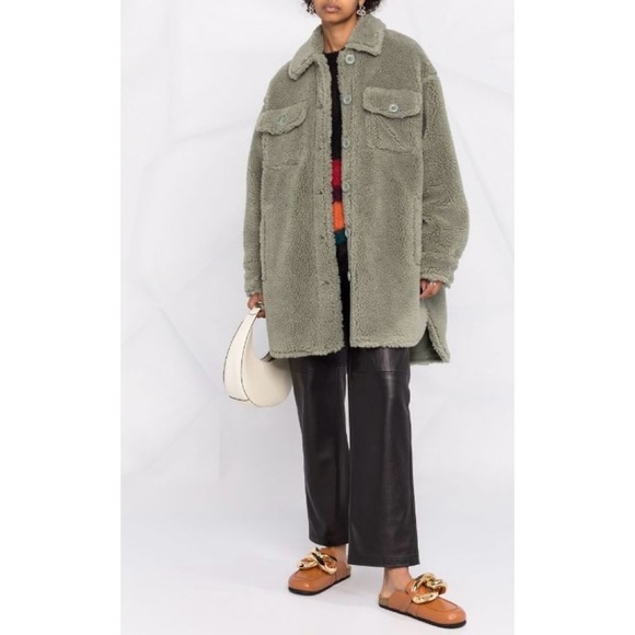 Stand Studio Sabi faux fur teddy sherpa jacket sage green - Picture 11 of 13
